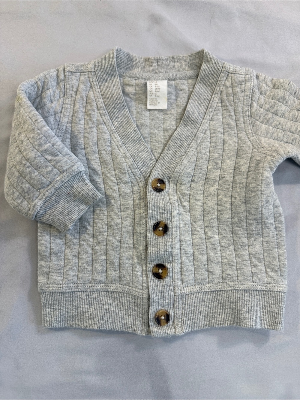 H&M - Baby Quilted Knit Cardigan - Light Grey